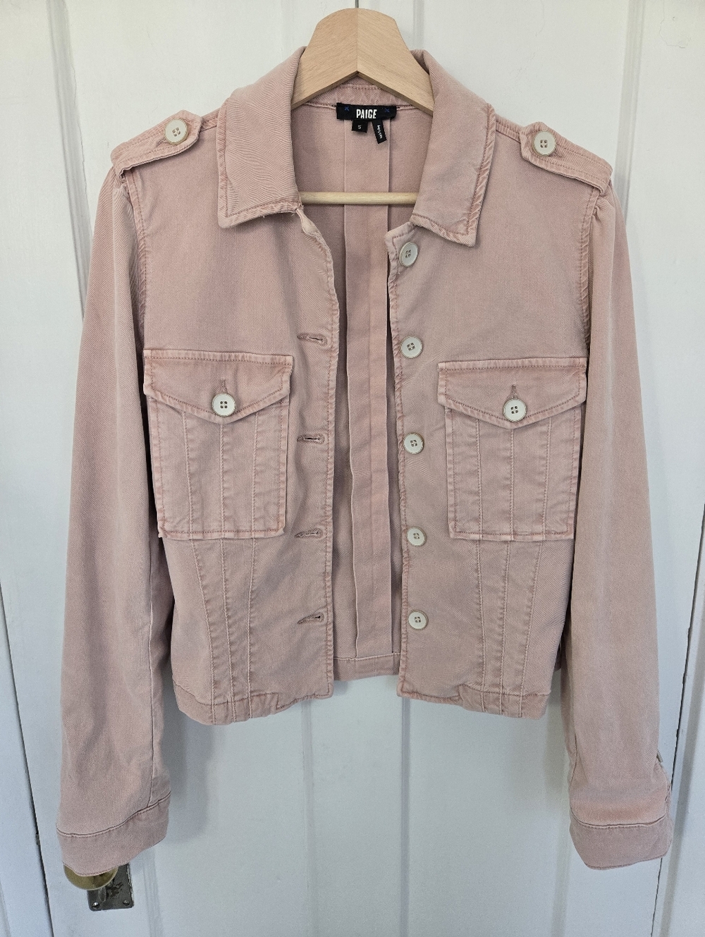 PAIGE Women's Pacey Jacket Size S Pink Shabby Chic Utility Military Lightweight